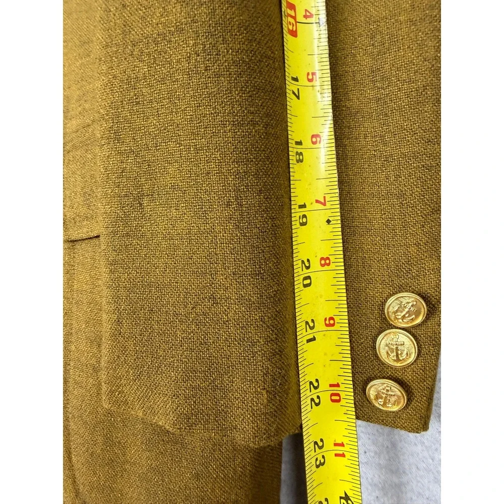 Vintage Stanley Blacker Hutzlers‎ Olive Green Hopsack Wool Blazer Gold 40R 60s